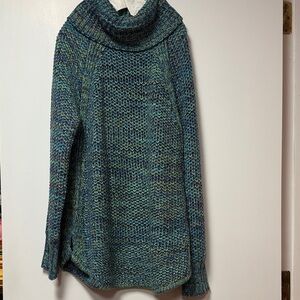 Multi color long acrylic turtleneck sweater